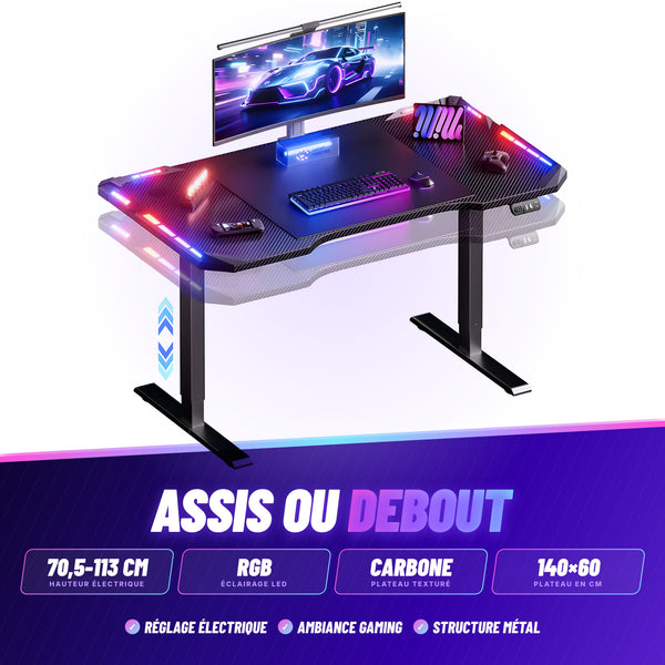 Bureau gaming RGB électrique